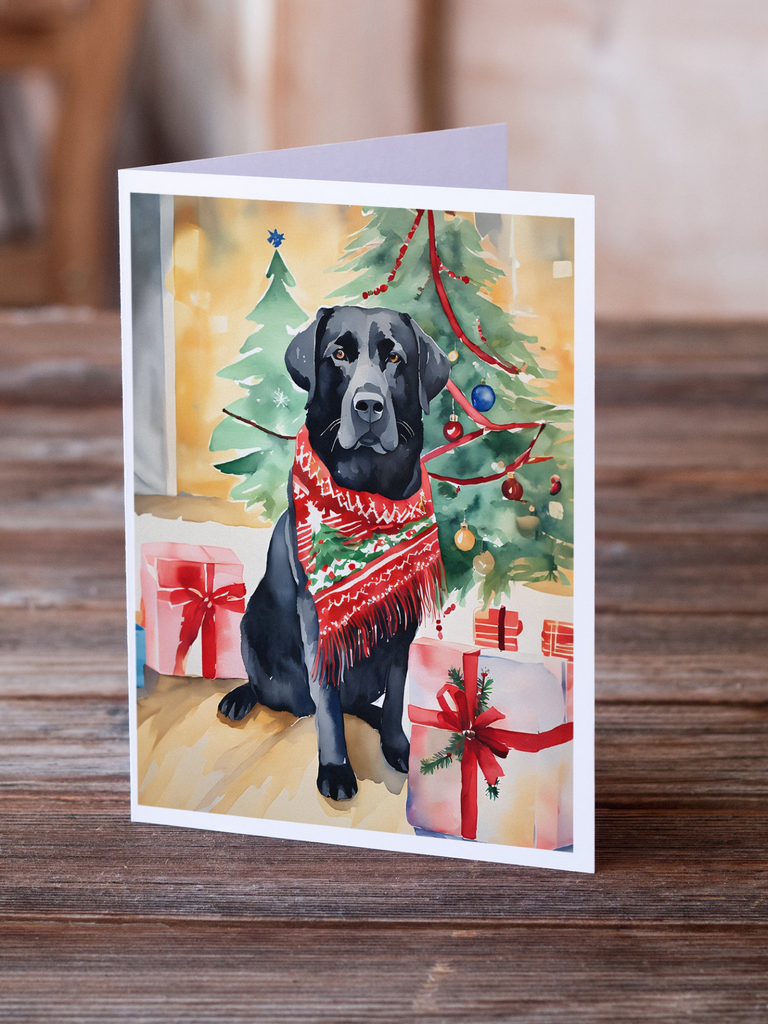 Glamorous Pups : Black Labrador Retriever Christmas Greeting Cards Pack of 8