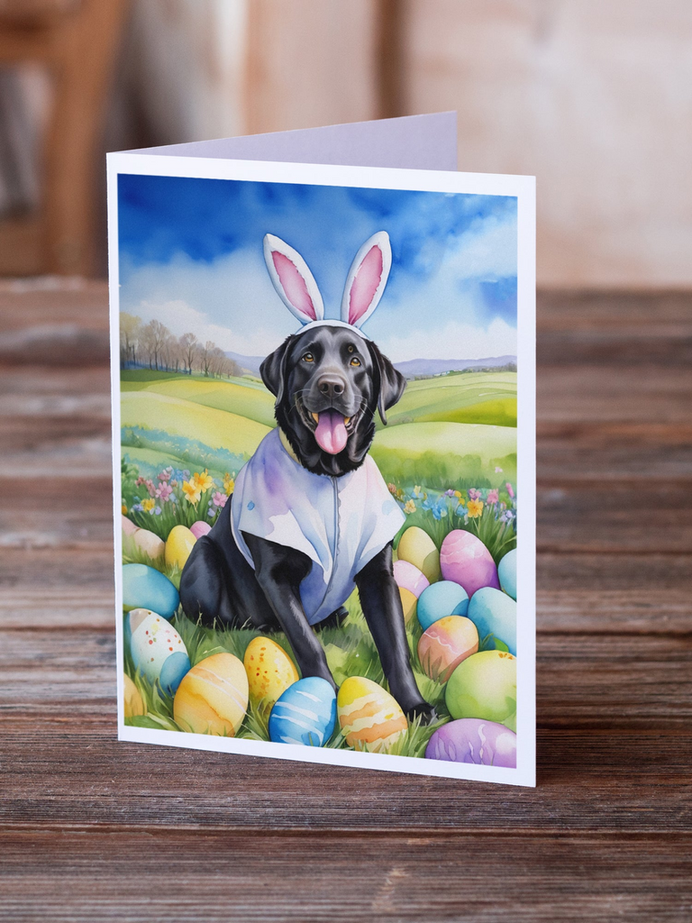 Glamorous Pups : Black Labrador Retriever Easter Egg Hunt Greeting Cards Pack of 8