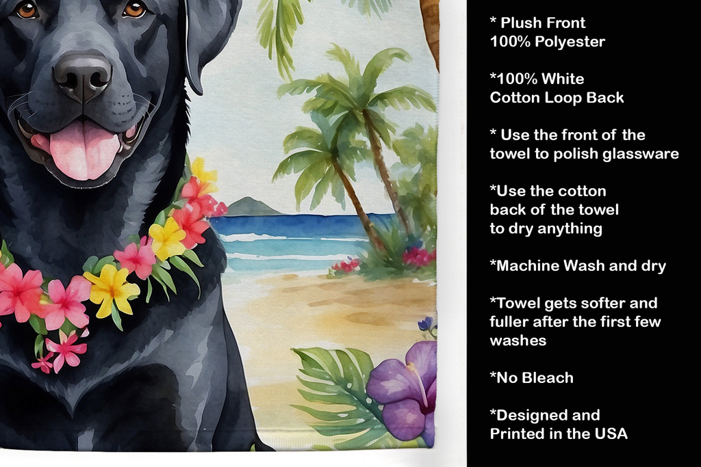 Glamorous Pups : Black Labrador Retriever Luau Kitchen Towel
