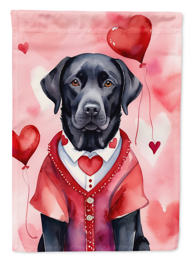 Glamorous Pups : Black Labrador Retriever My Valentine House Flag