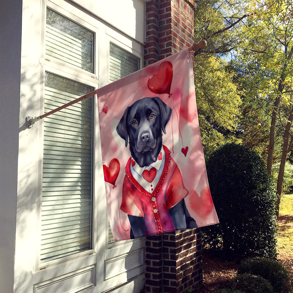Glamorous Pups : Black Labrador Retriever My Valentine House Flag