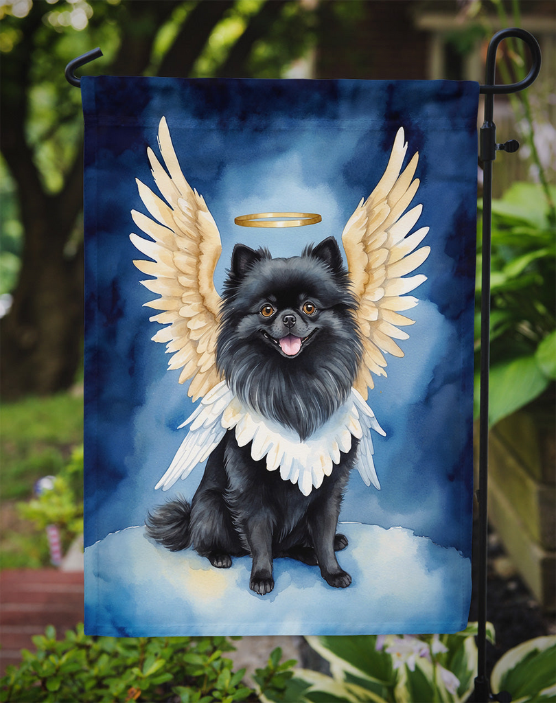 Glamorous Pups : Black Pomeranian My Angel Garden Flag