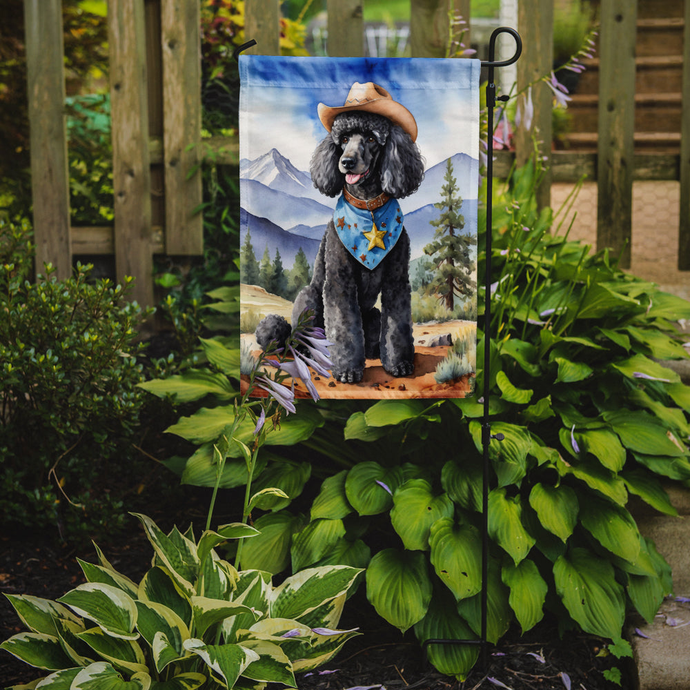 Glamorous Pups : Black Poodle Cowboy Welcome Garden Flag