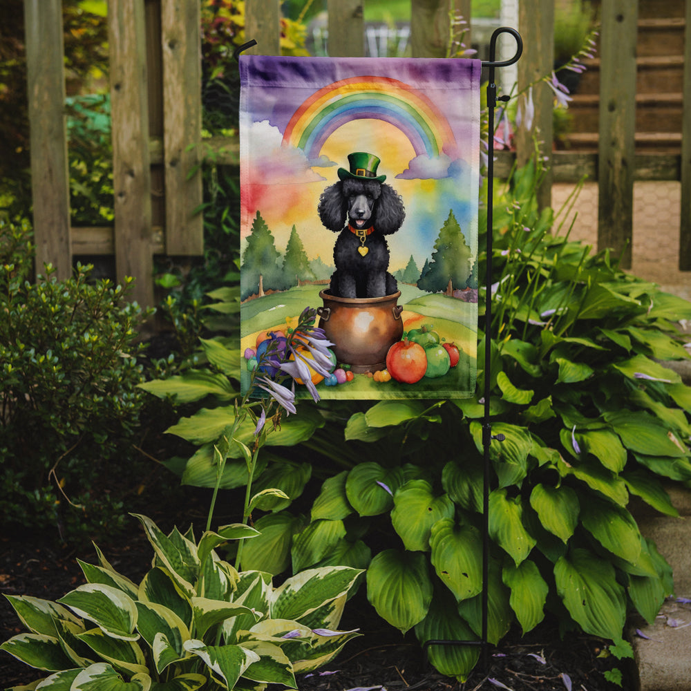 Glamorous Pups : Black Poodle St Patrick's Day Garden Flag