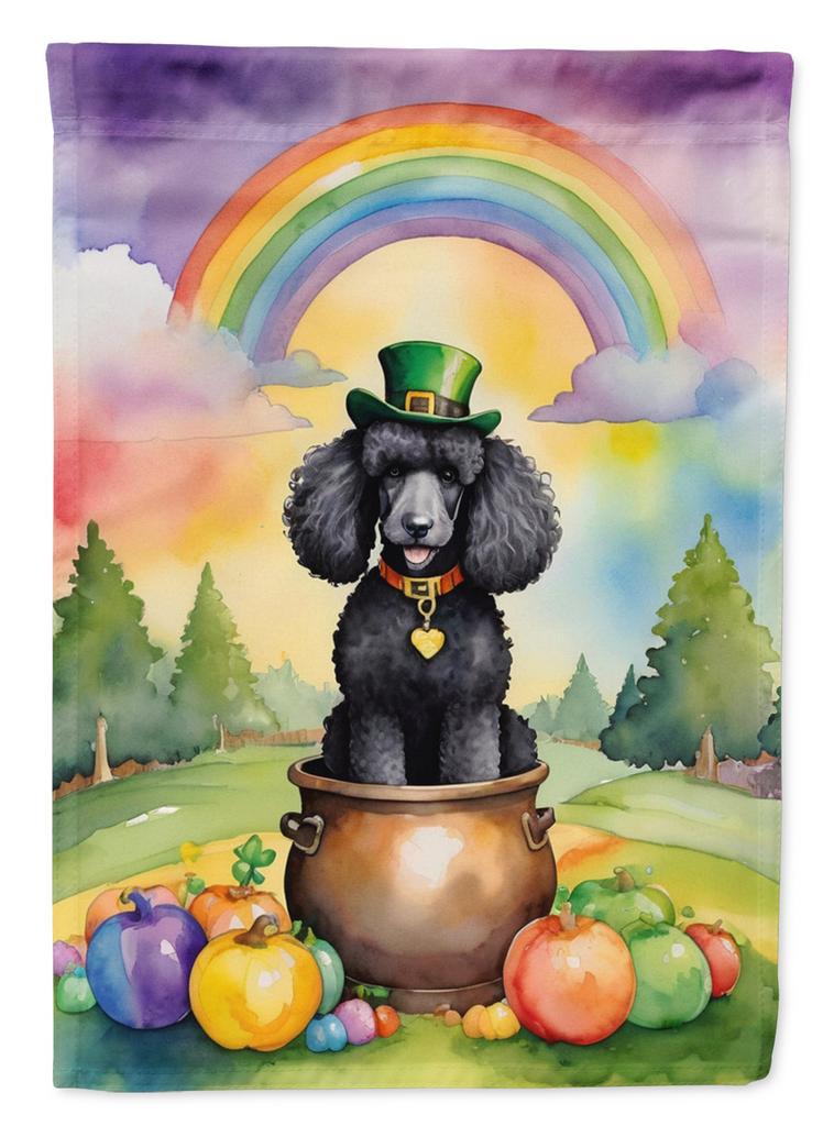 Glamorous Pups : Black Poodle St Patrick's Day Garden Flag
