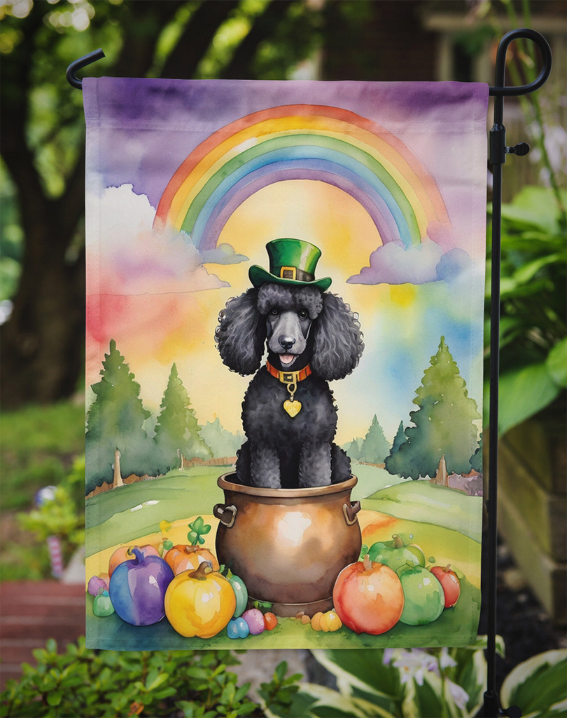 Glamorous Pups : Black Poodle St Patrick's Day Garden Flag
