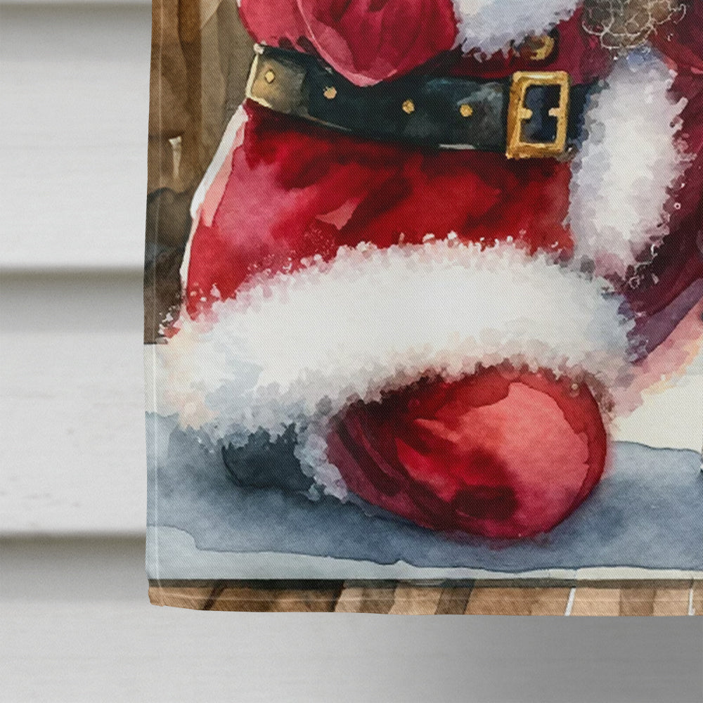 Glamorous Pups : Black Pug and Santa Claus House Flag