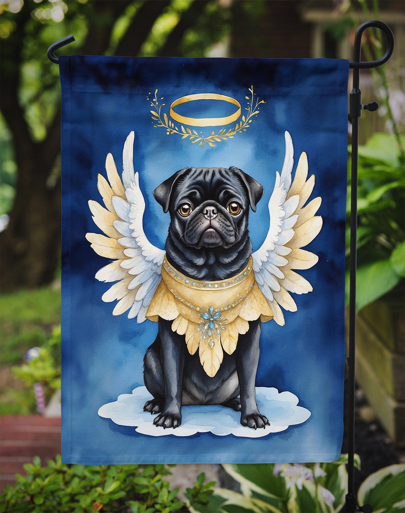 Glamorous Pups : Black Pug My Angel Garden Flag