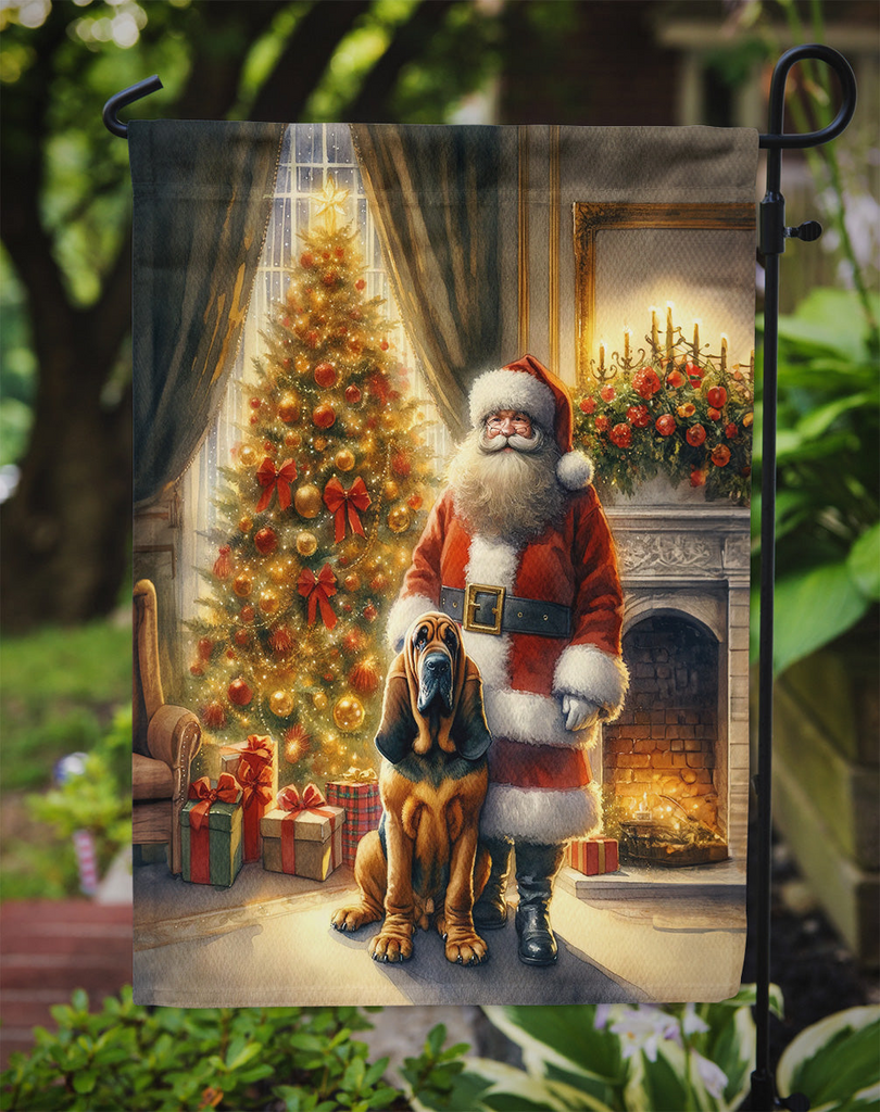 Glamorous Pups : Bloodhound and Santa Claus Garden Flag