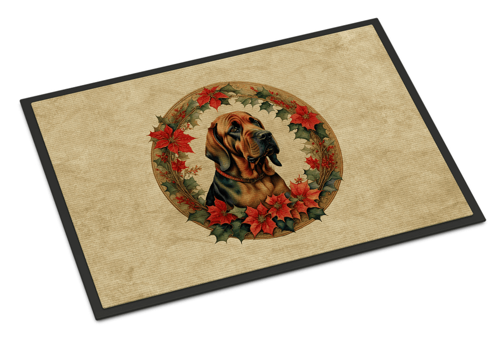 Glamorous Pups : Bloodhound Christmas Flowers Doormat
