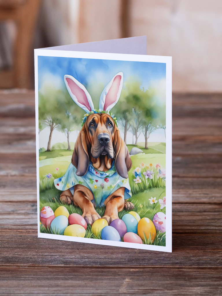 Glamorous Pups : Bloodhound Easter Egg Hunt Greeting Cards Pack of 8