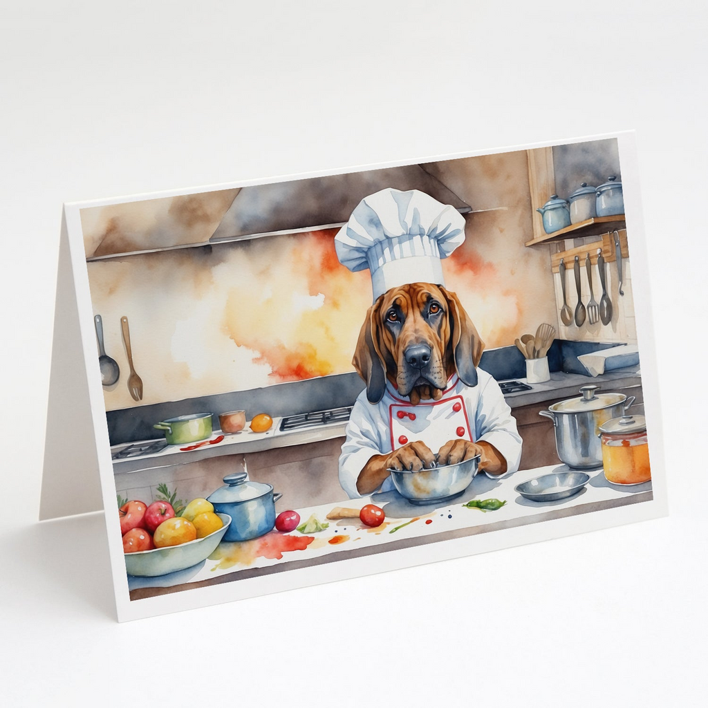 Glamorous Pups : Bloodhound The Chef Greeting Cards Pack of 8