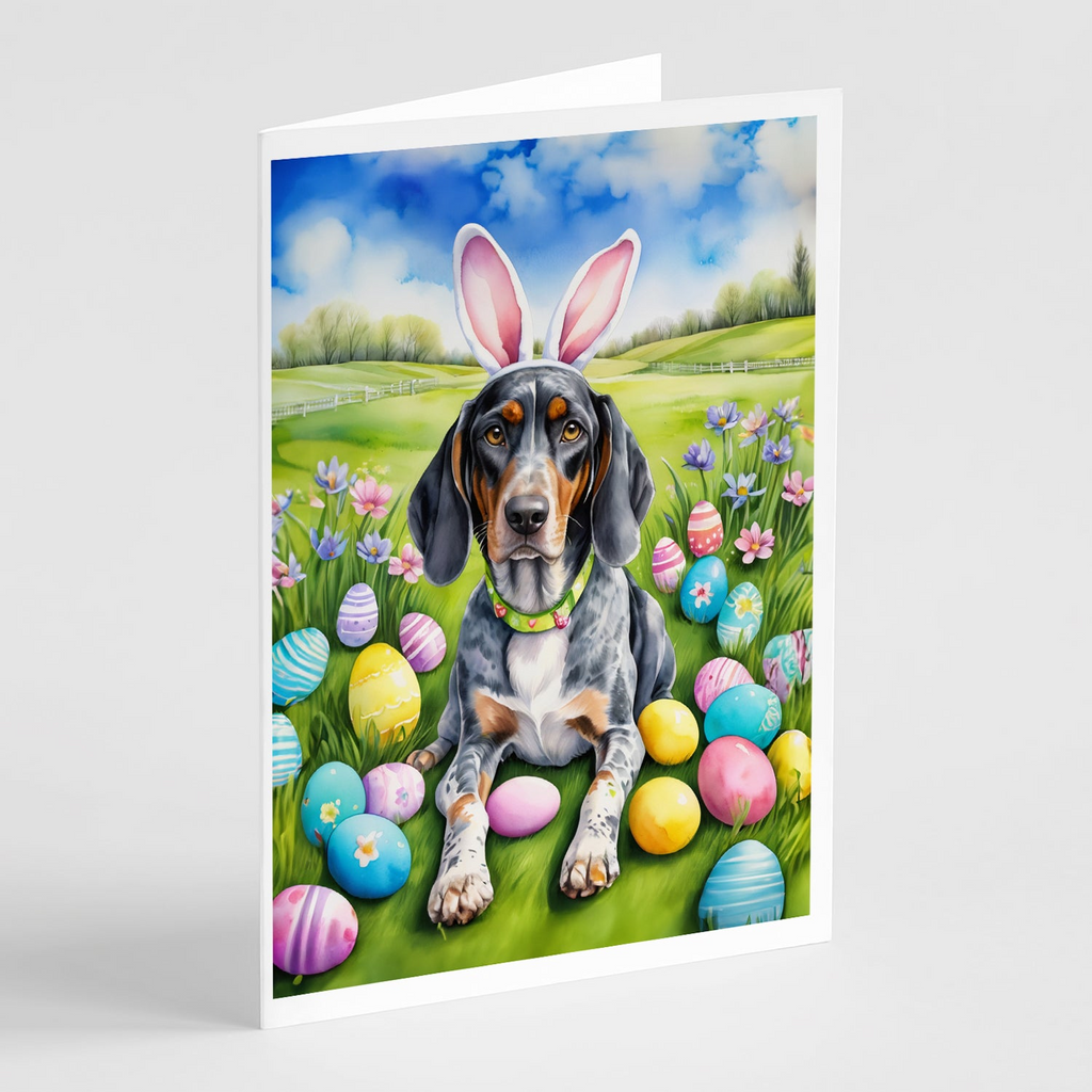 Glamorous Pups : Bluetick Coonhound Easter Egg Hunt Greeting Cards Pack of 8