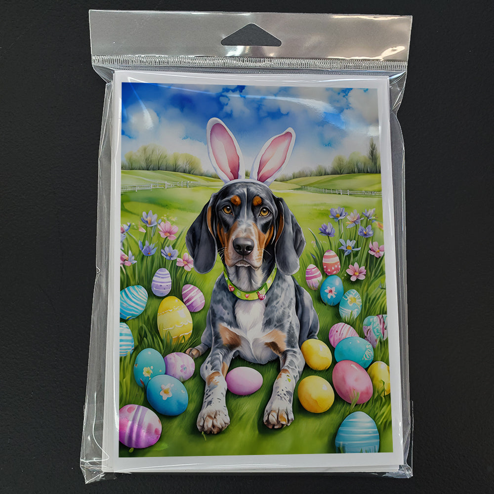 Glamorous Pups : Bluetick Coonhound Easter Egg Hunt Greeting Cards Pack of 8