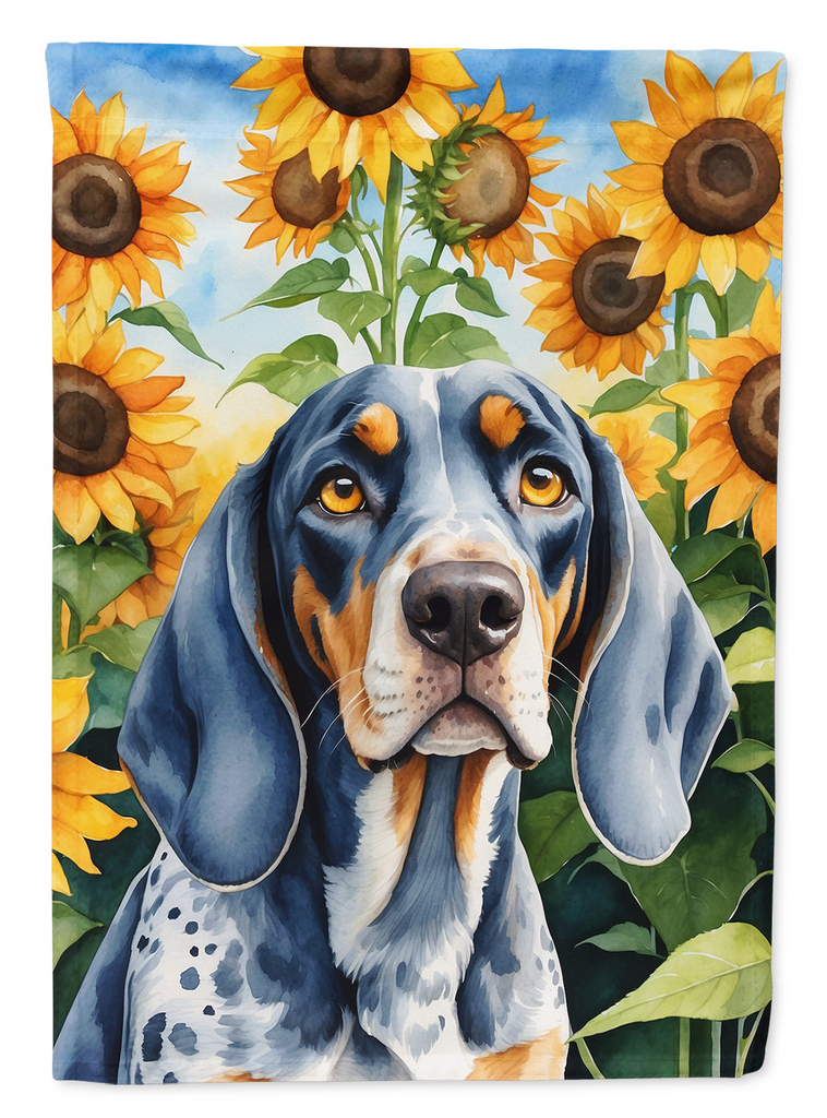 Glamorous Pups : Bluetick Coonhound in Sunflowers House Flag