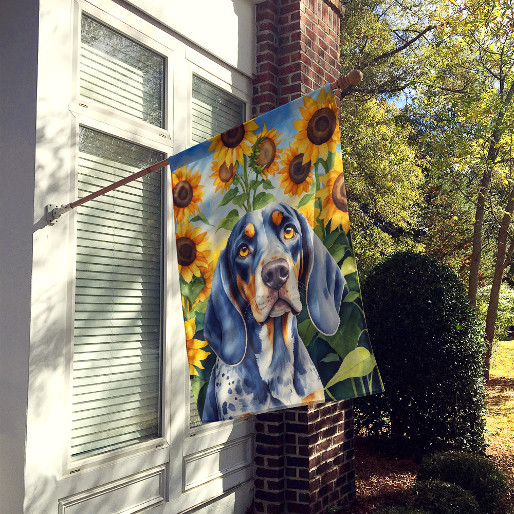 Glamorous Pups : Bluetick Coonhound in Sunflowers House Flag