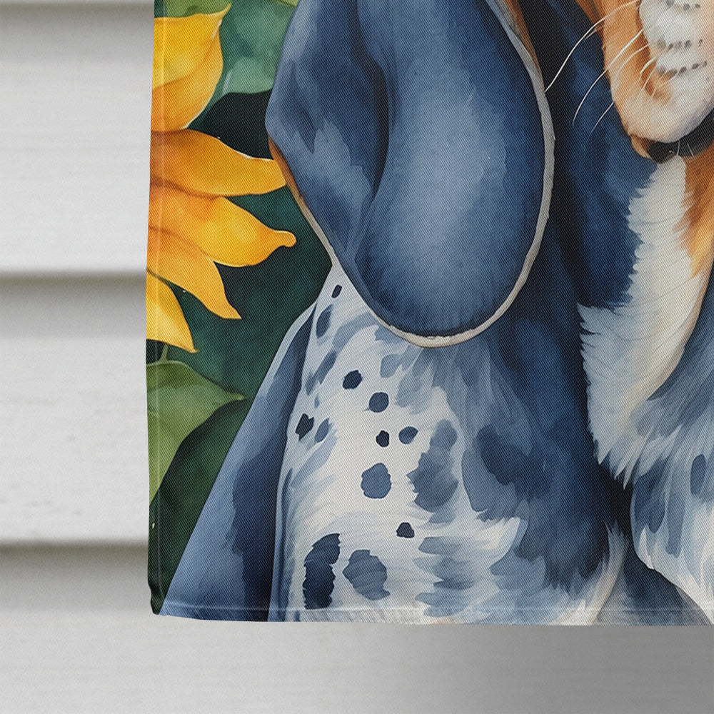 Glamorous Pups : Bluetick Coonhound in Sunflowers House Flag