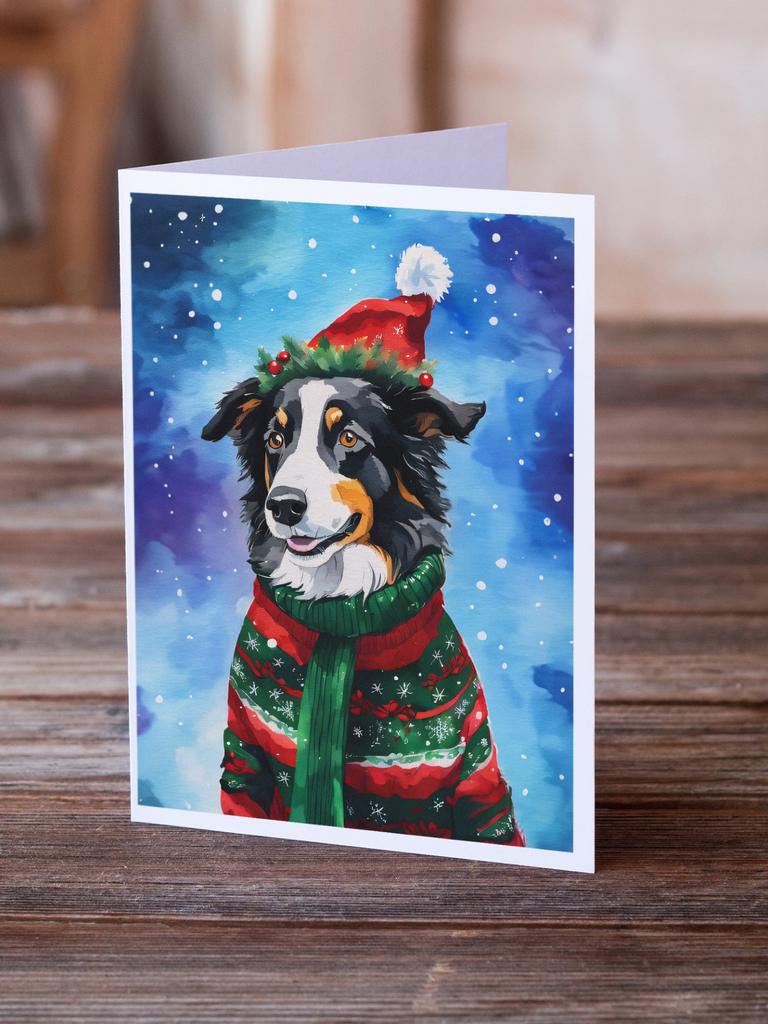 Glamorous Pups : Border Collie Christmas Greeting Cards Pack of 8