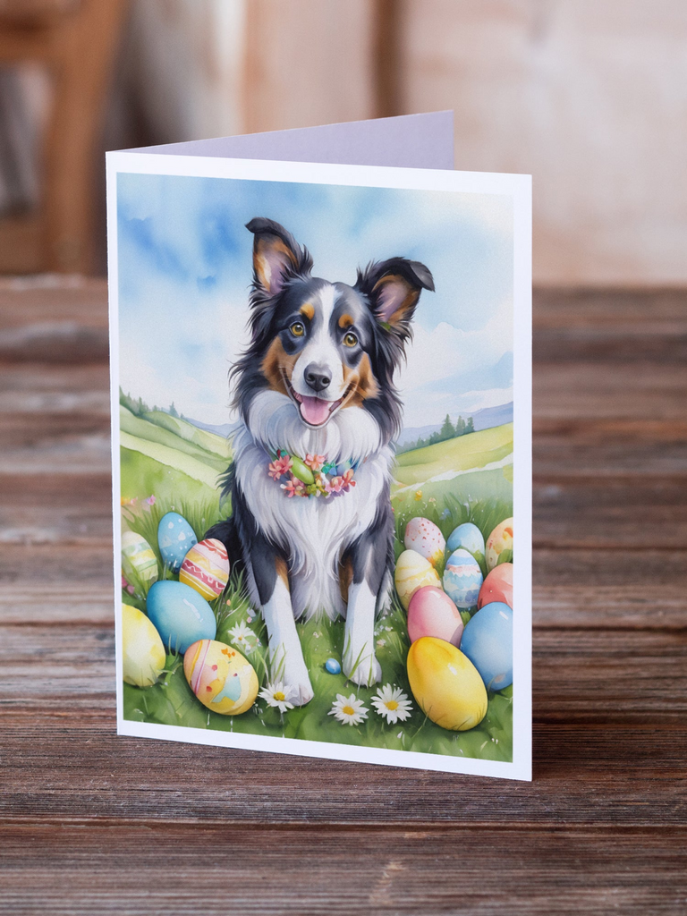 Glamorous Pups : Border Collie Easter Egg Hunt Greeting Cards Pack of 8