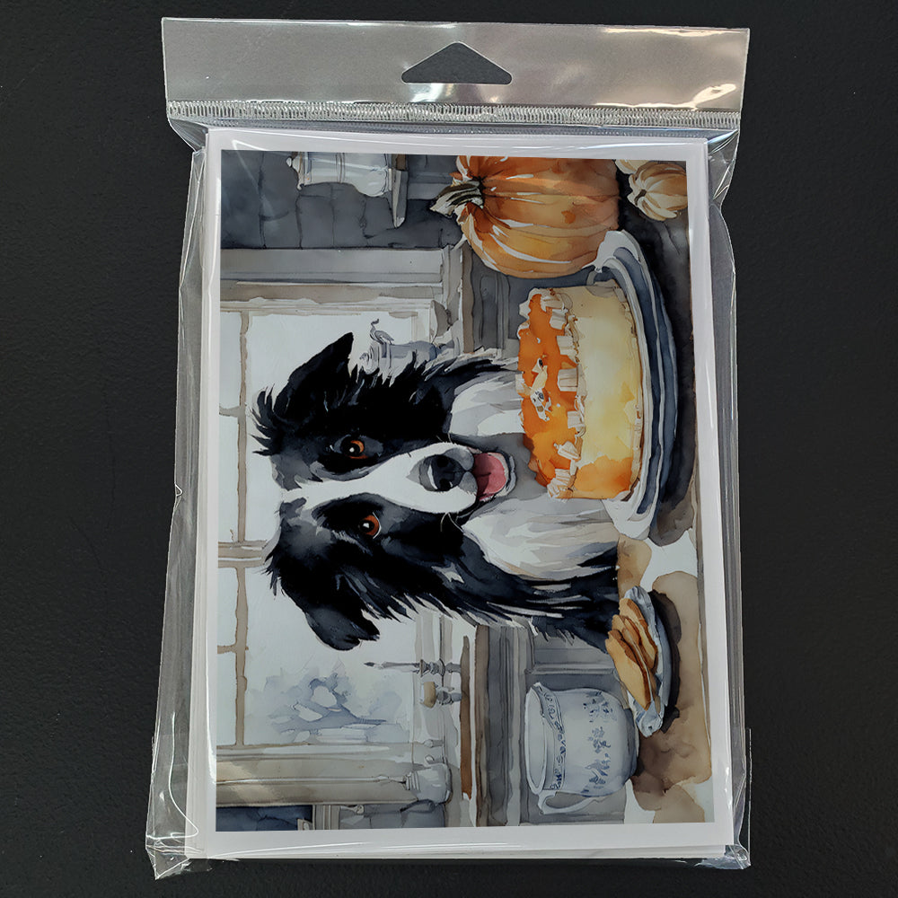 Glamorous Pups : Border Collie Fall Kitchen Pumpkins Greeting Cards Pack of 8