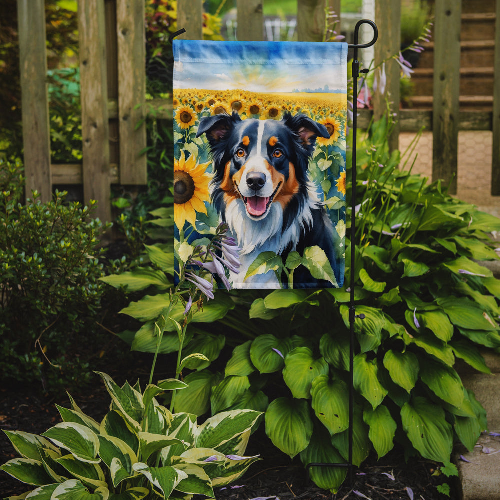 Glamorous Pups : Border Collie in Sunflowers Garden Flag