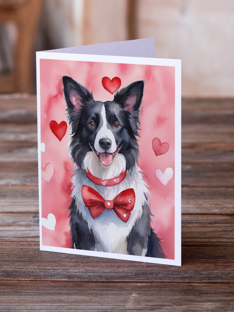 Glamorous Pups : Border Collie My Valentine Greeting Cards Pack of 8
