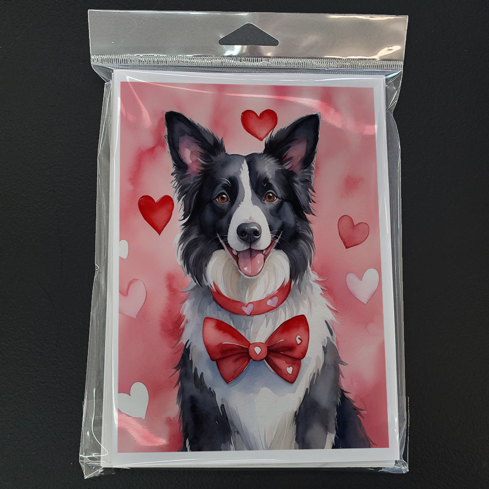 Glamorous Pups : Border Collie My Valentine Greeting Cards Pack of 8