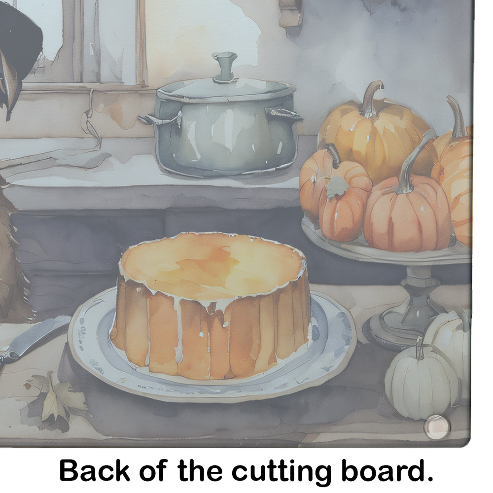 Glamorous Pups : Border Terrier Fall Kitchen Pumpkins Glass Cutting Board