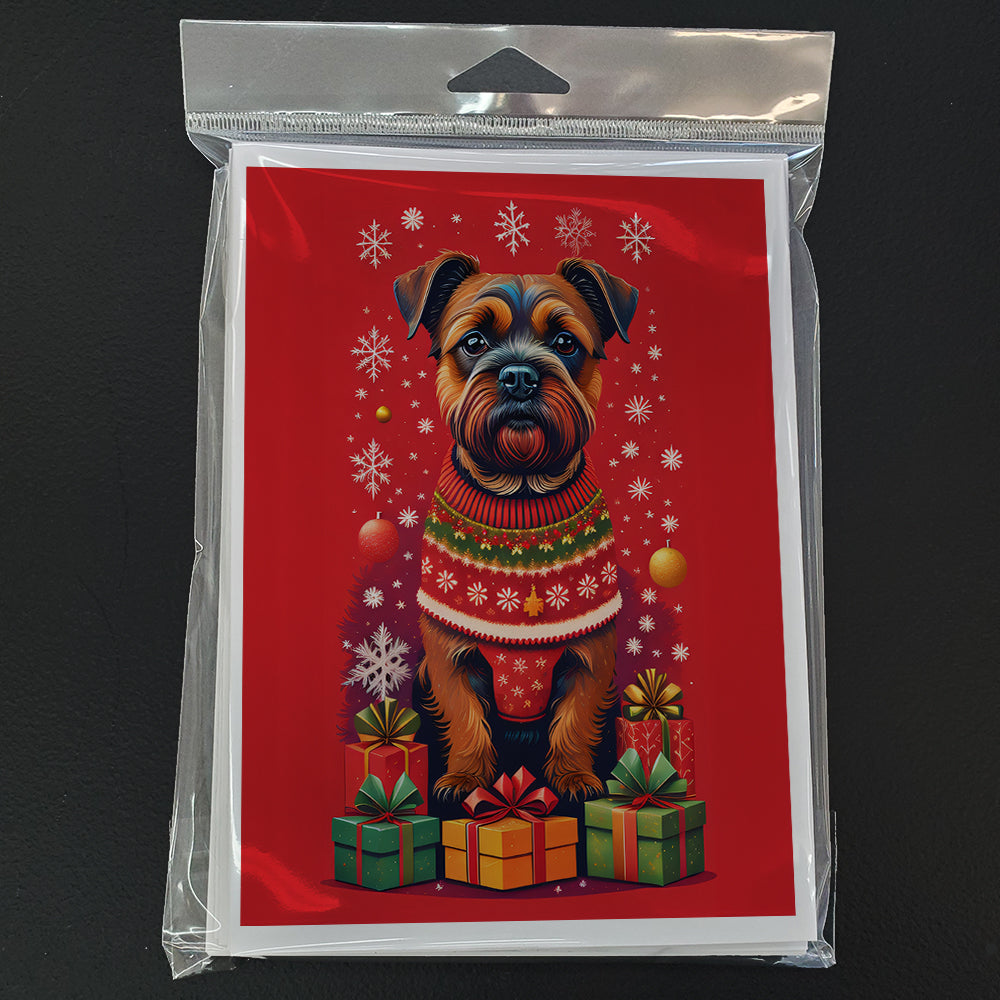 Glamorous Pups : Border Terrier Holiday Christmas Greeting Cards Pack of 8