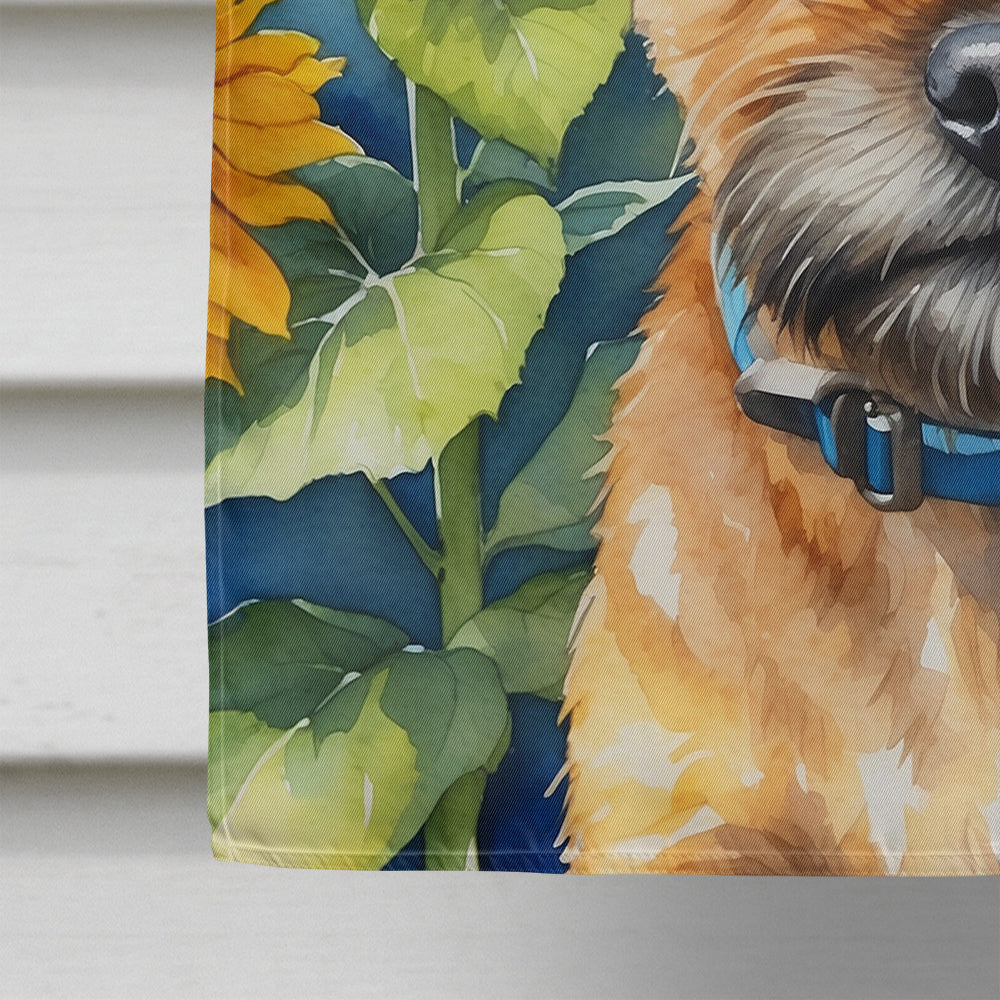 Glamorous Pups : Border Terrier in Sunflowers House Flag