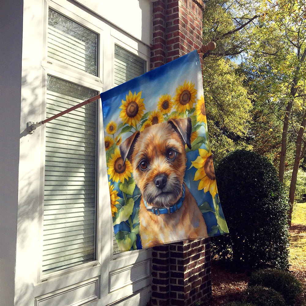 Glamorous Pups : Border Terrier in Sunflowers House Flag