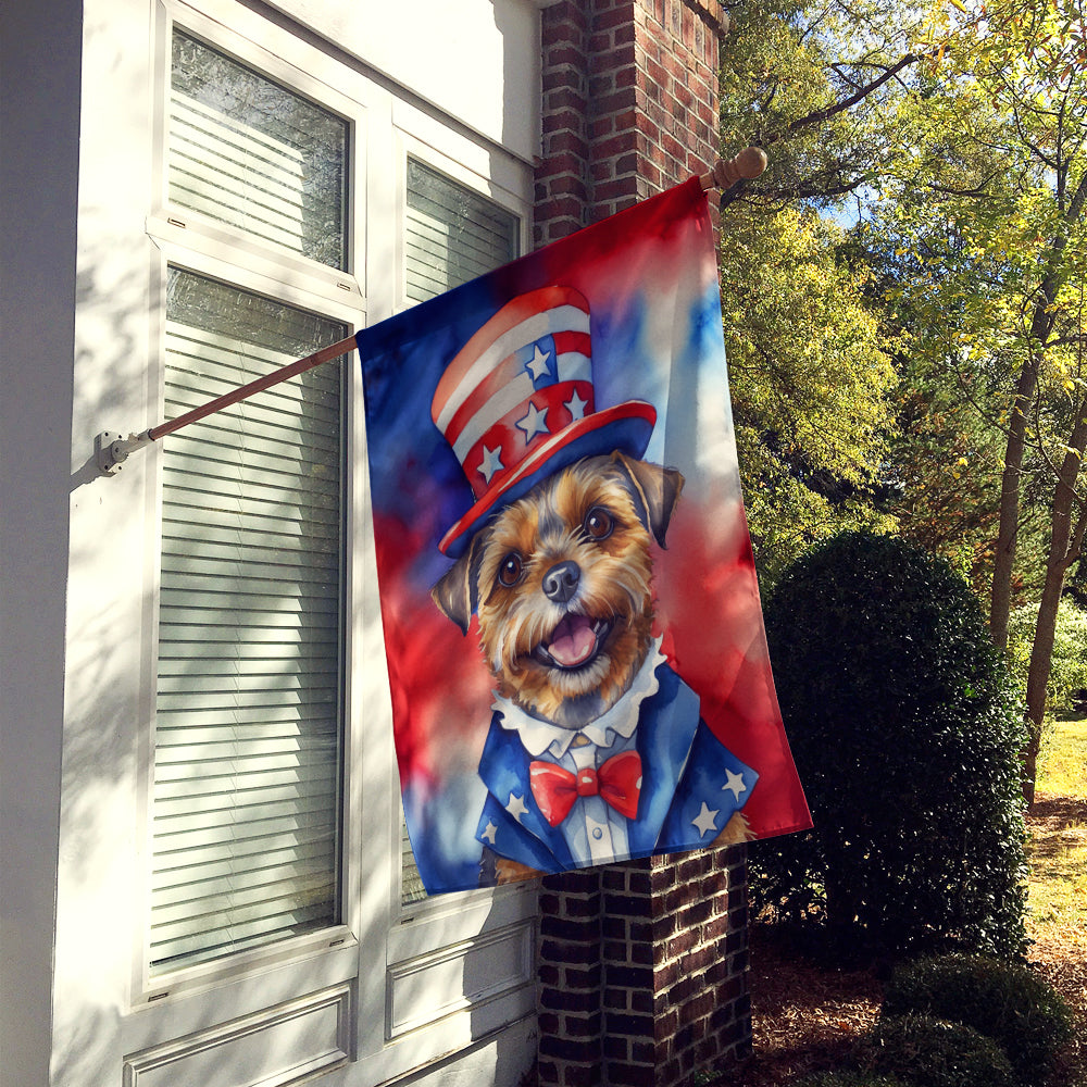 Glamorous Pups : Border Terrier Patriotic American House Flag