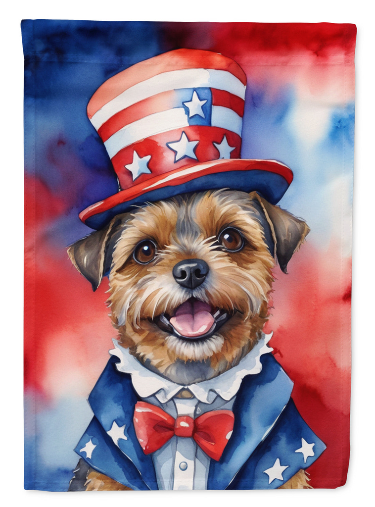 Glamorous Pups : Border Terrier Patriotic American House Flag