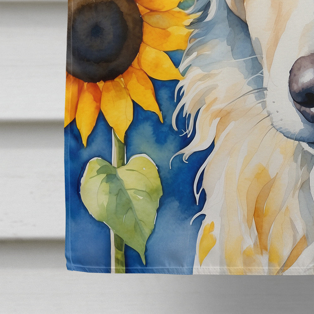 Glamorous Pups : Borzoi in Sunflowers House Flag