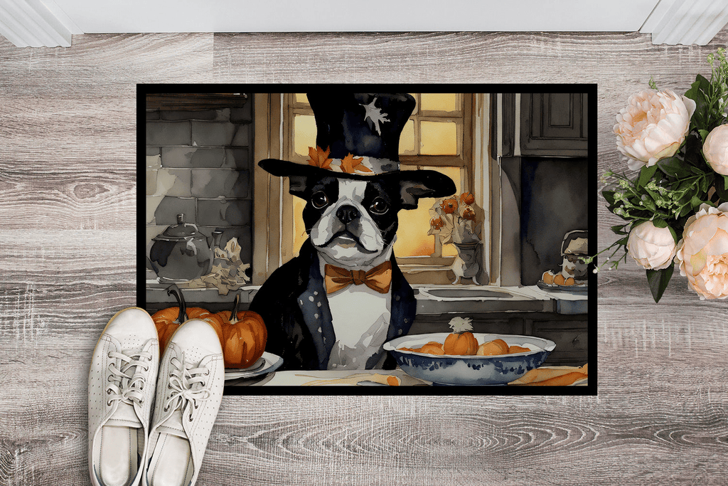 Glamorous Pups : Boston Terrier Fall Kitchen Pumpkins Doormat