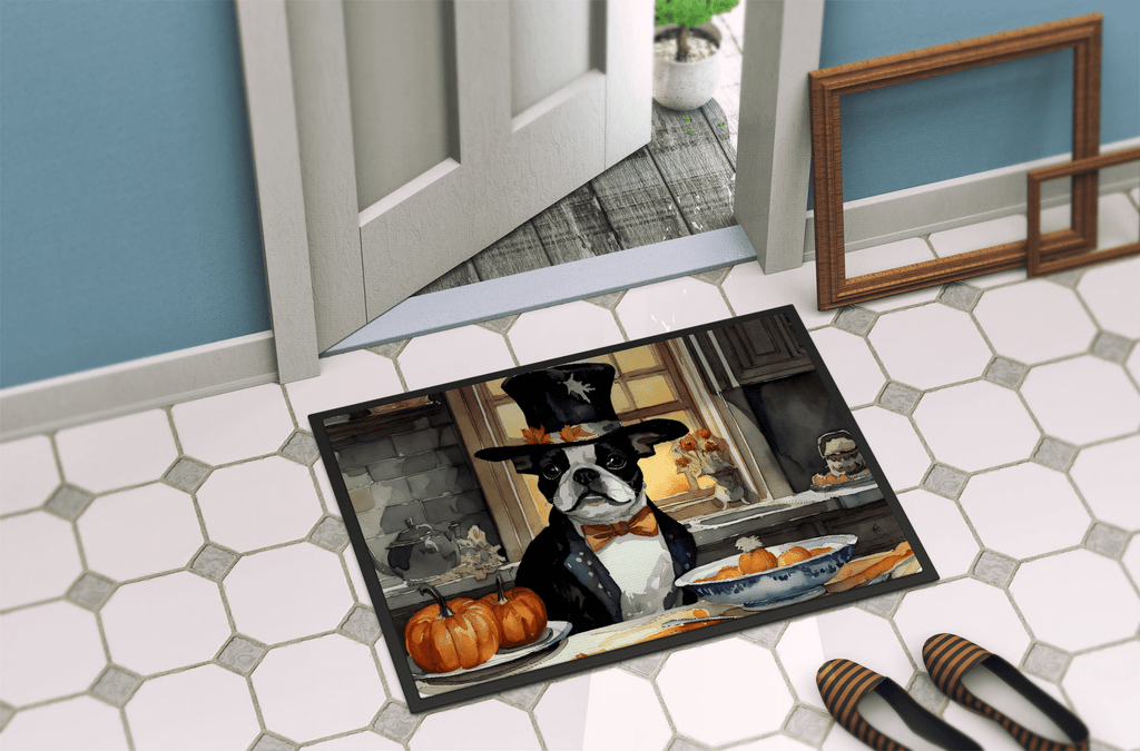 Glamorous Pups : Boston Terrier Fall Kitchen Pumpkins Doormat