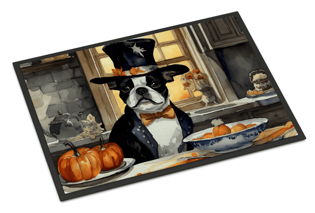 Glamorous Pups : Boston Terrier Fall Kitchen Pumpkins Doormat