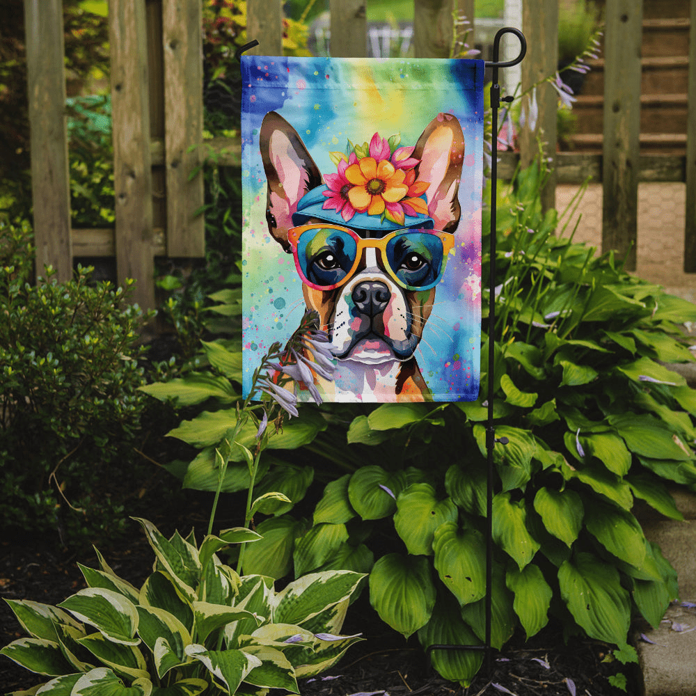 Glamorous Pups : Boston Terrier Hippie Dawg Garden Flag