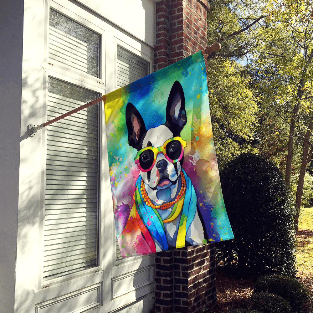 Glamorous Pups : Boston Terrier Hippie Dawg House Flag
