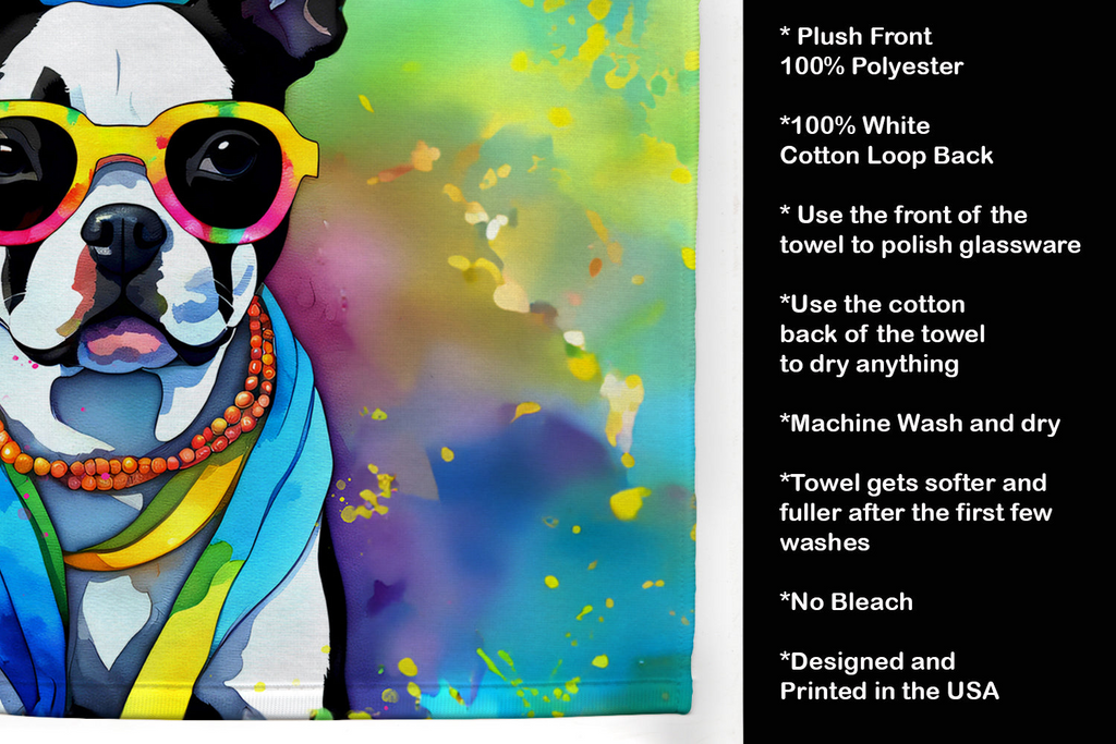 Glamorous Pups : Boston Terrier Hippie Dawg Kitchen Towel