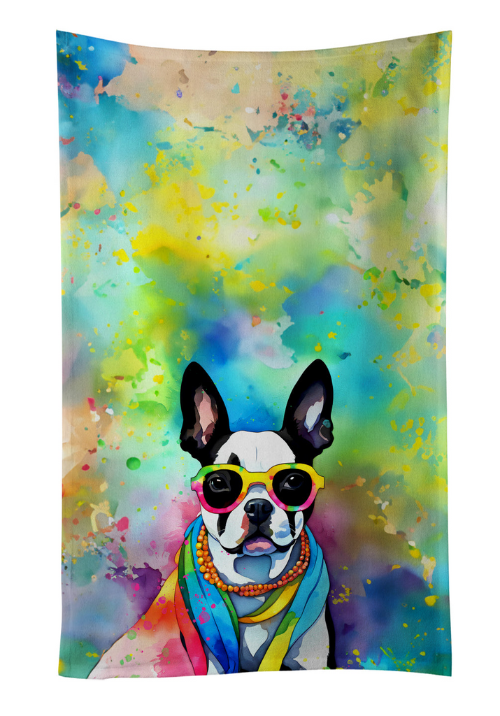 Glamorous Pups : Boston Terrier Hippie Dawg Kitchen Towel