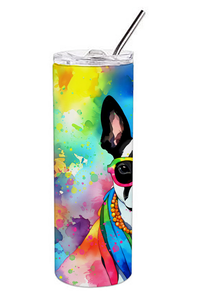 Glamorous Pups : Boston Terrier Hippie Dawg Stainless Steel Skinny Tumbler