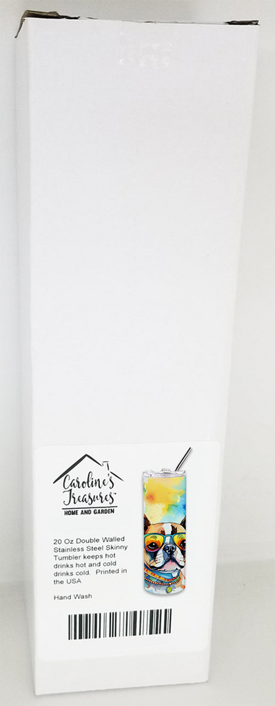 Glamorous Pups : Boston Terrier Hippie Dawg Stainless Steel Skinny Tumbler