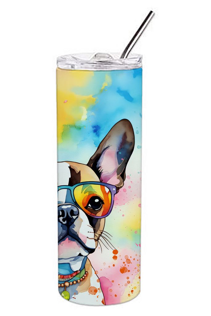 Glamorous Pups : Boston Terrier Hippie Dawg Stainless Steel Skinny Tumbler