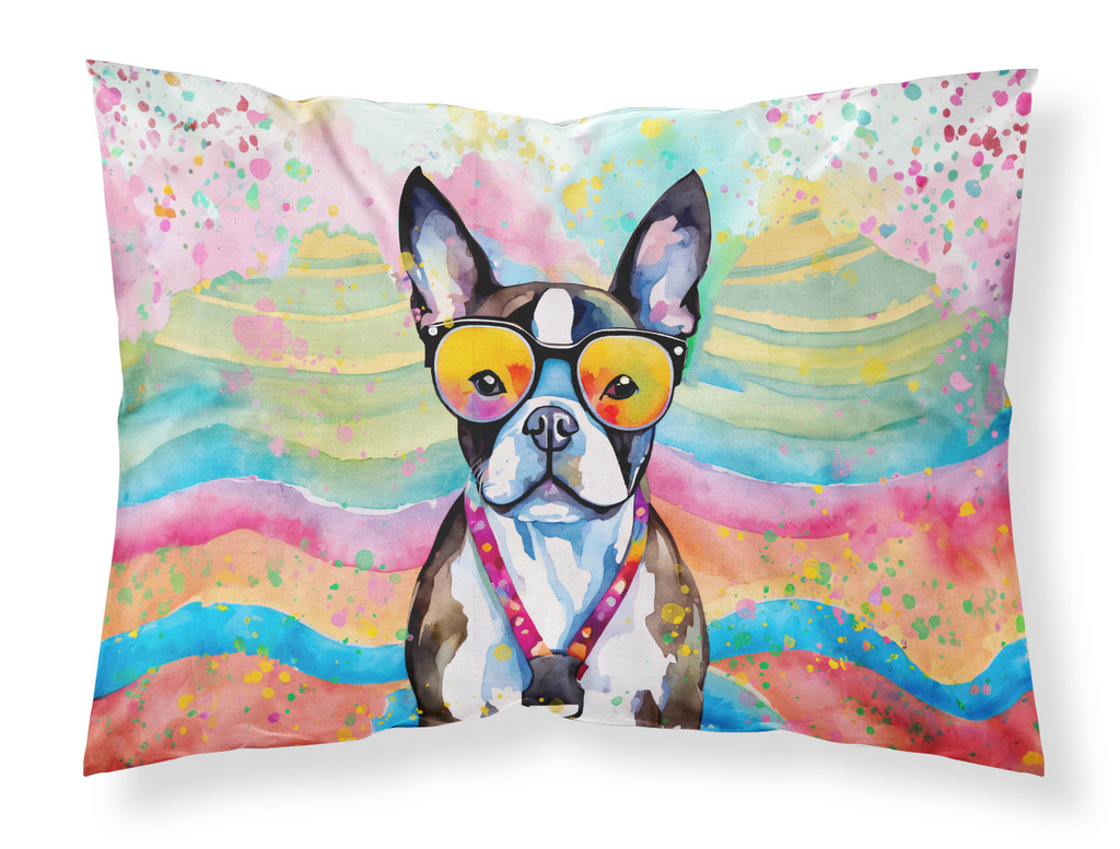Glamorous Pups : Boston Terrier Hippie Dawg Standard Pillowcase