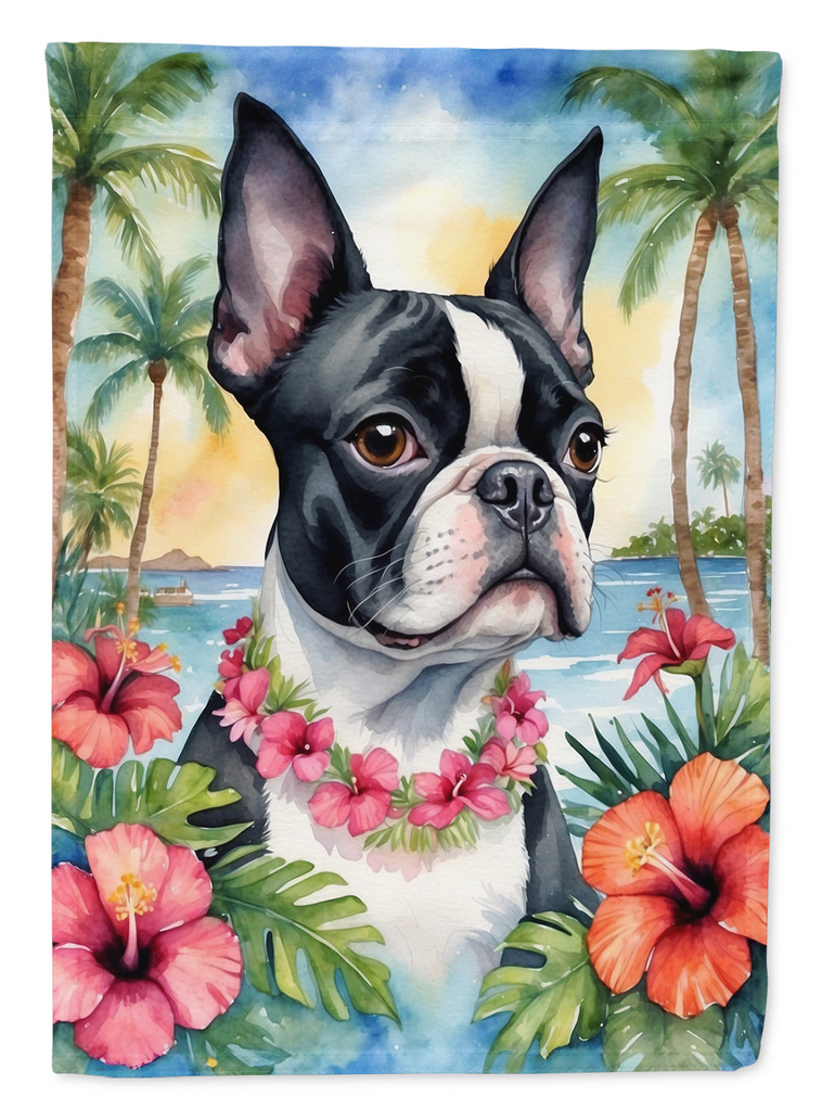 Glamorous Pups : Boston Terrier Luau Garden Flag