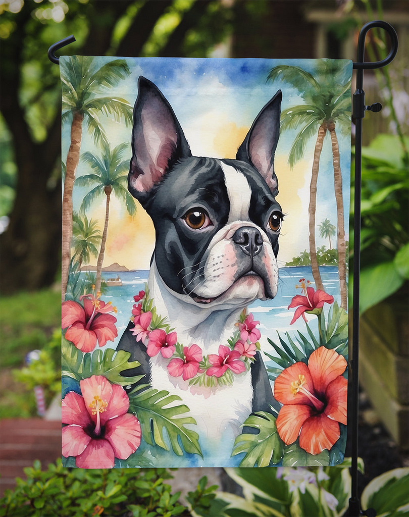 Glamorous Pups : Boston Terrier Luau Garden Flag