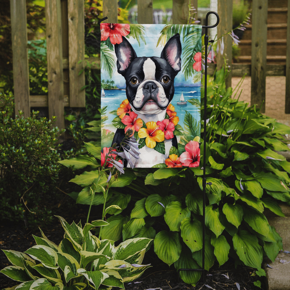 Glamorous Pups : Boston Terrier Luau Garden Flag