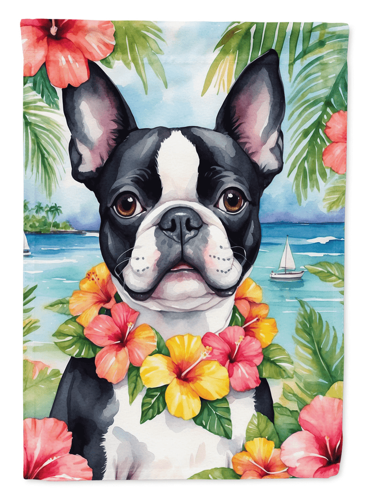 Glamorous Pups : Boston Terrier Luau Garden Flag