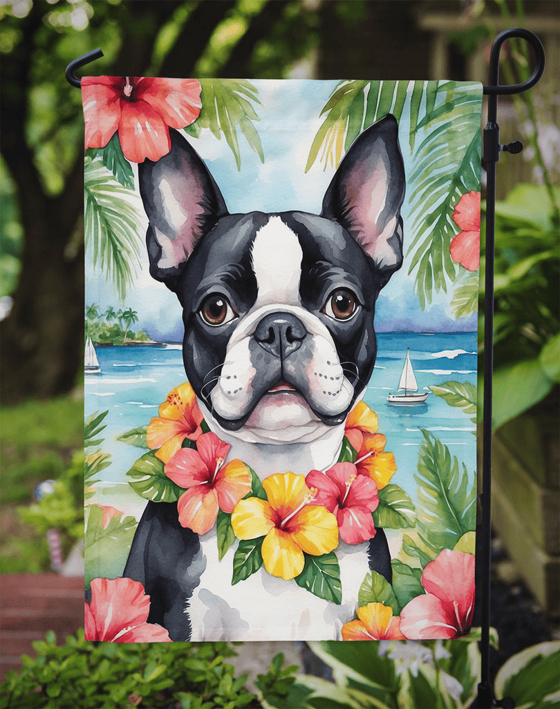 Glamorous Pups : Boston Terrier Luau Garden Flag